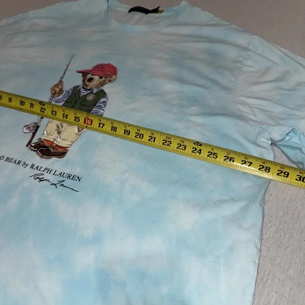 Polo Ralph Lauren Polo Bear T Shirt 3XLT Big Tall Blue Tie Dye Hawaiian Bear New
